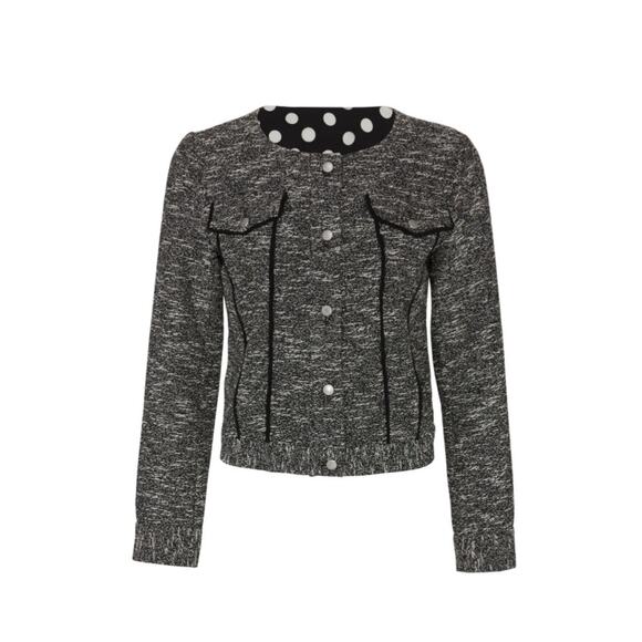 Slate & Willow Black Tweed Blazer Jacket Size XS Textured Career Winter Staple - Picture 4 of 9